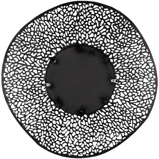 45" Black Abstract Aluminum Wall Mirror with Open Lattice Frame